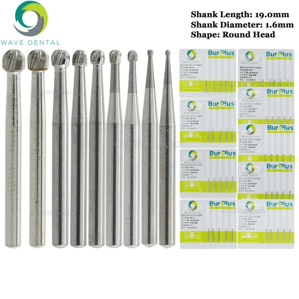 10Pcs FG 1/2 1 2 3 4 5 6 7 8# Round Head Dental Friction Grip Shank Carbide Bur